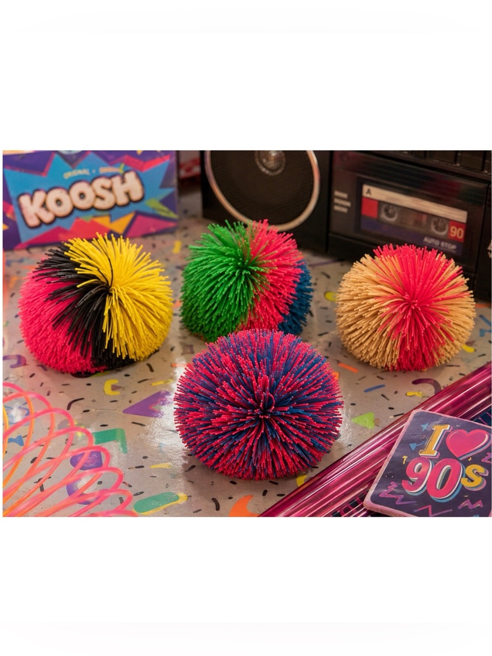 Set of 4 Vintage Koosh Balls Colorful Rubber Sensory Fidget Toys Retro 90s